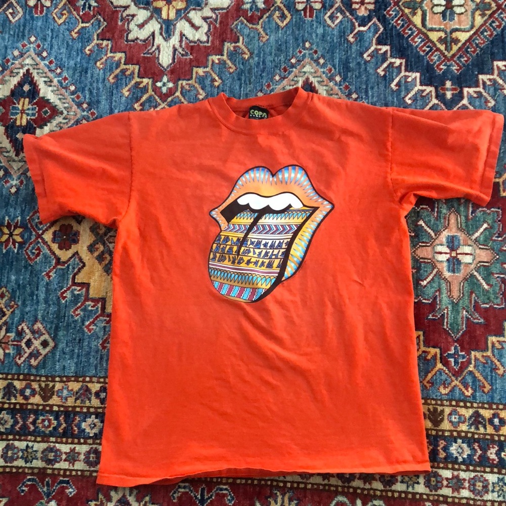 Rolling Stones Vintage T Shirt Large Orange